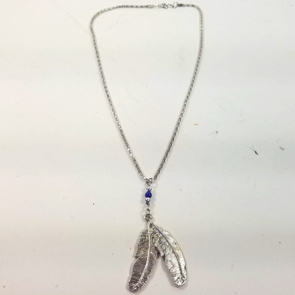 Tradition Of The Feather Native American Indian Silver Necklace Feather Necklace